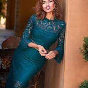 Emerald green lace dress